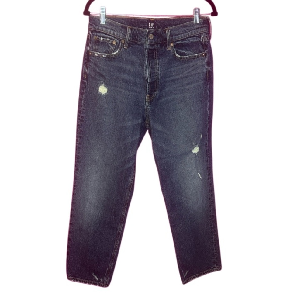 GAP Women's High Rise Cheeky Straight Leg Dark Wash Jeans Size 10